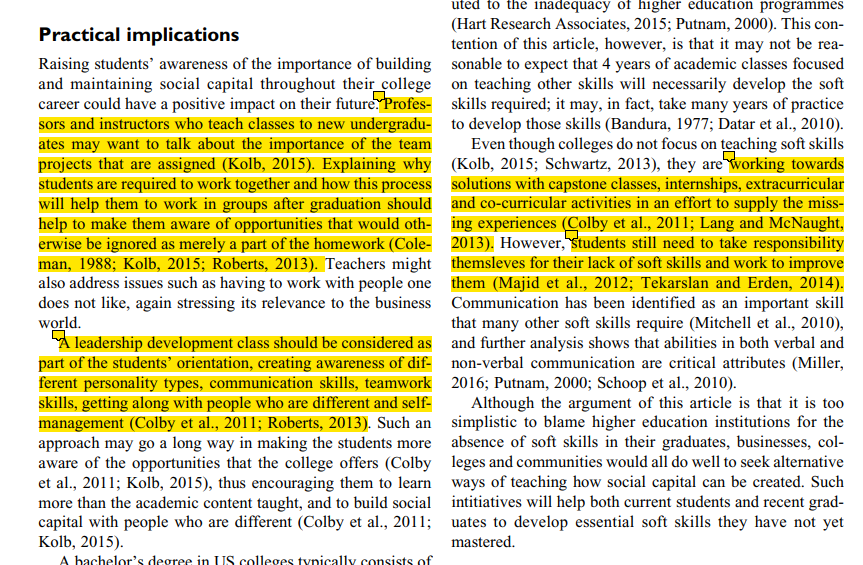 Screenshot of an article with relevant sections highlighted