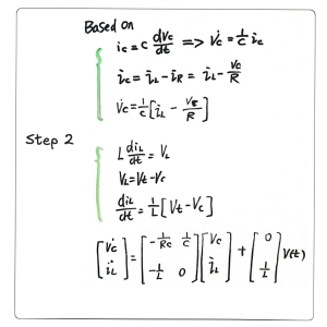 Step 2 of the RLC circuit state space