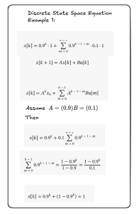 The first example of the discrete state space calculation.