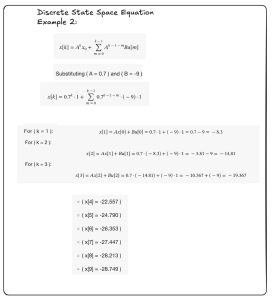 The second example of the discrete state space calculation.