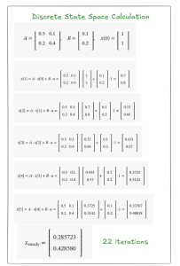 Example of calculation of state space using discrete state space.