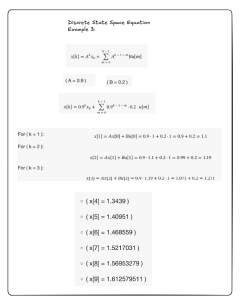 Third Example of the discrete state space calculation.