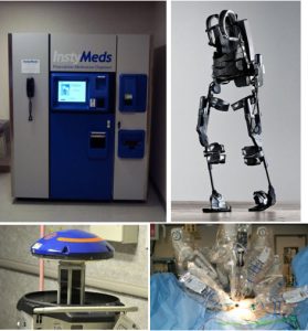 Medical robotics applications – automatic pill dispenser, exoskeleton assist, bug zapper robot, surgical robot