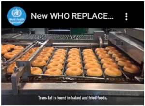 Image of donuts that is part of the WHO video on the REPLACE program.