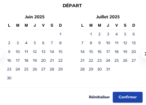 calendar of june and july in French